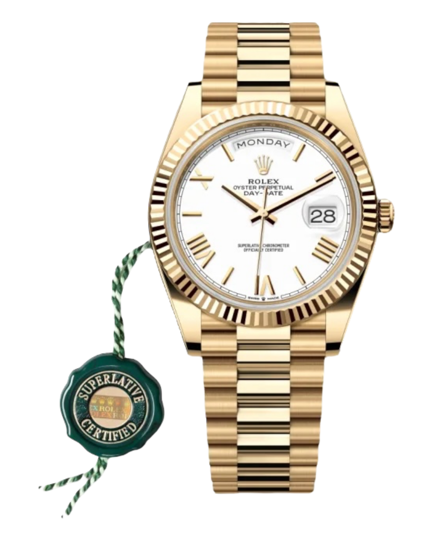 Rolex Day-Date White Dial with Roman Numerals 40mm Yellow Gold President - U1 FACTORY - AUTOMATIK