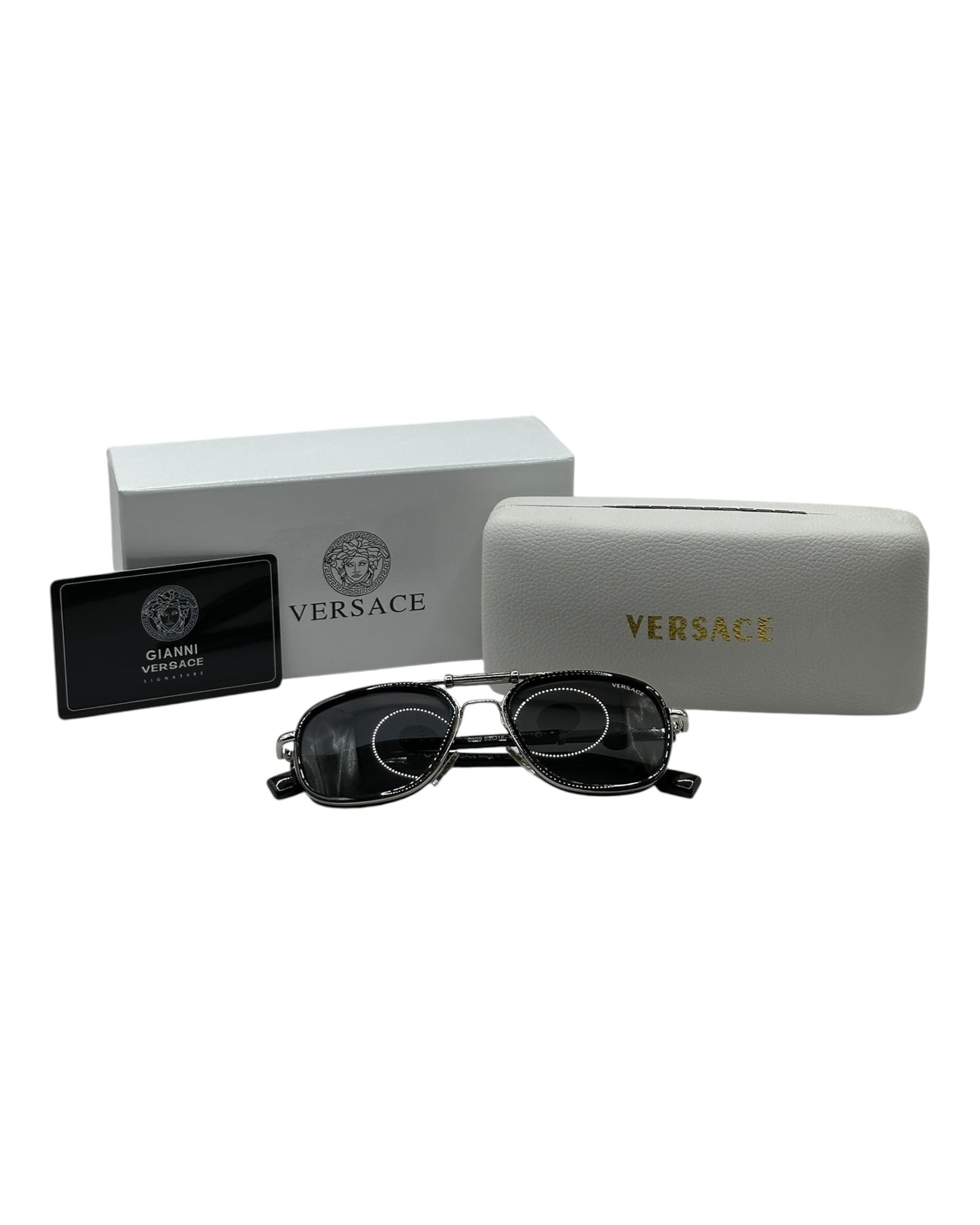Versace Sonnenbrille in Silber mit dunkle Gläser V1