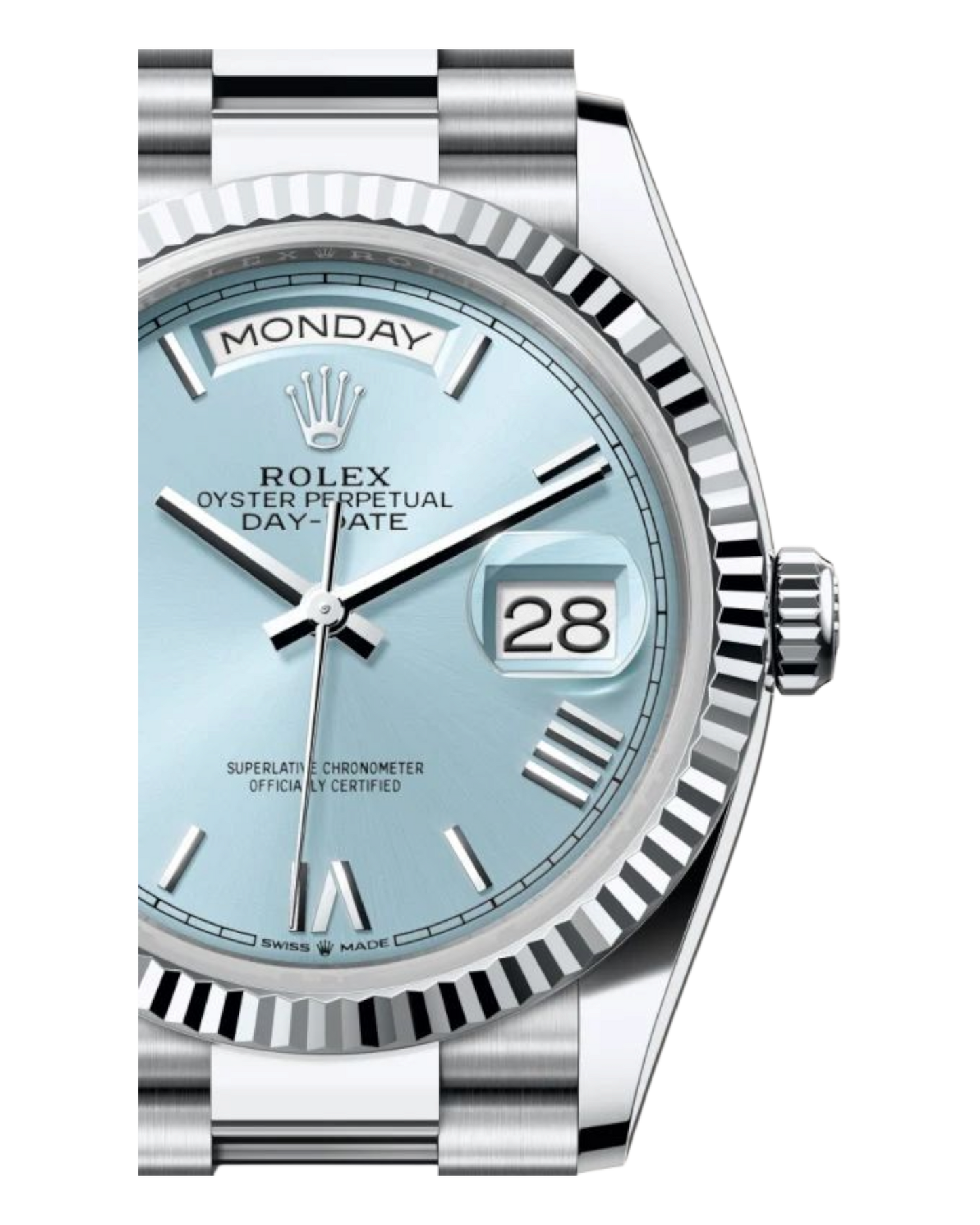 Rolex Day-Date Light Blue Dial with Roman Numerals, 36mm White Gold President - U1 FACTORY - AUTOMATIK
