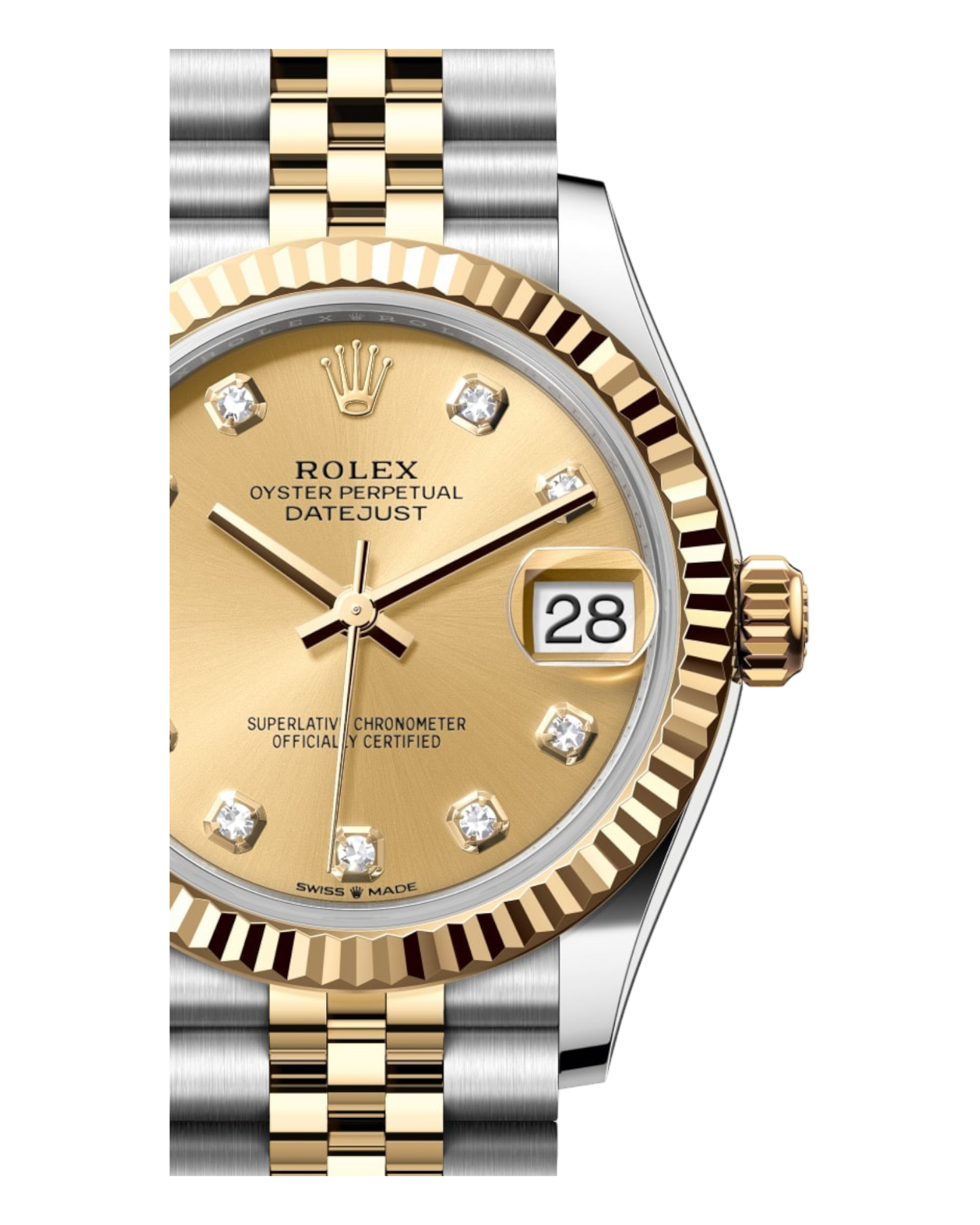 Rolex Datejust 31mm Gold with Diamonds Dial, Bicolor - U1 FACTORY - AUTOMATIK - Jubilee