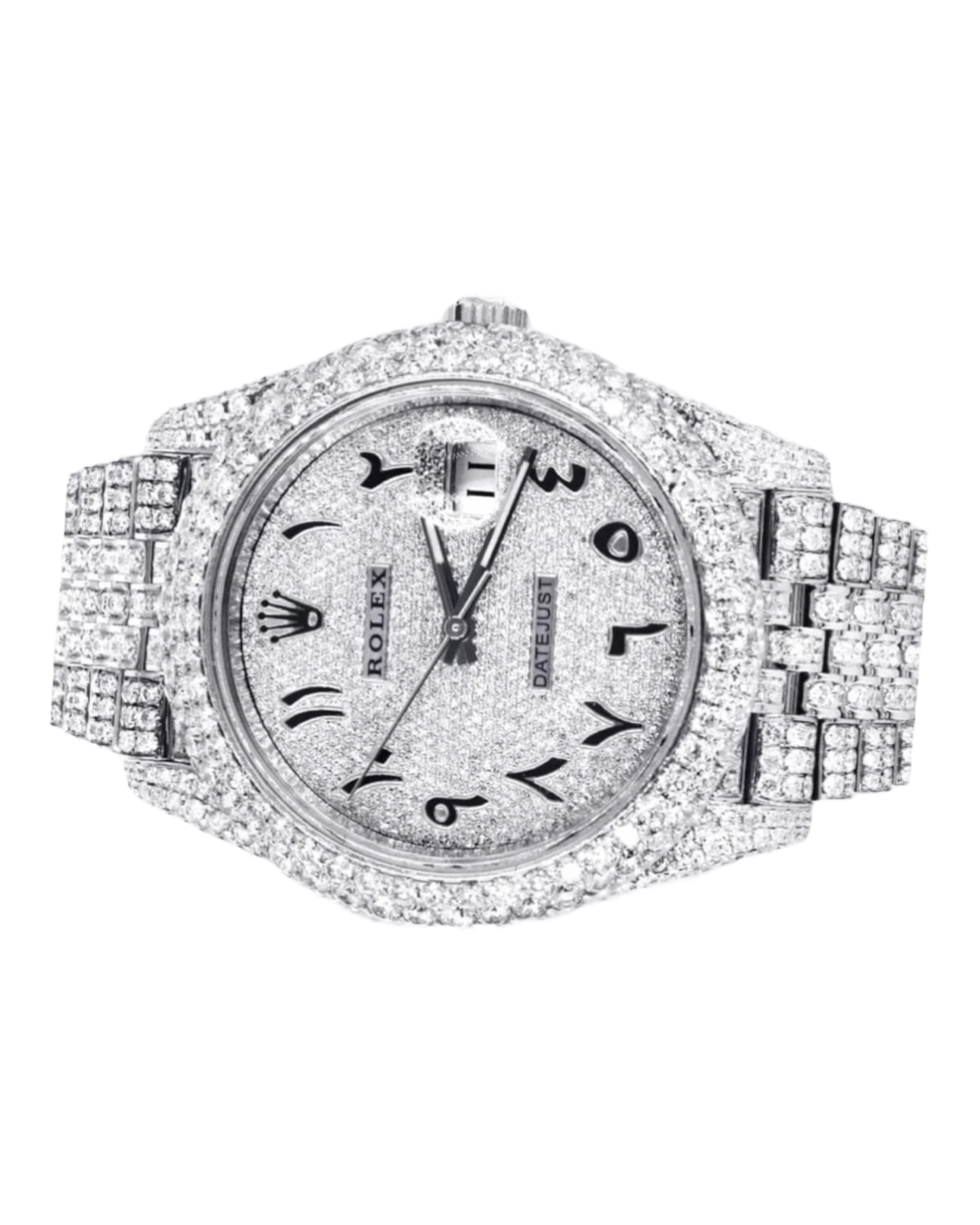 Rolex Datejust 41 Iced Out 126300 Superclone 1:1 with genuine moissanite diamonds and Arabic numerals