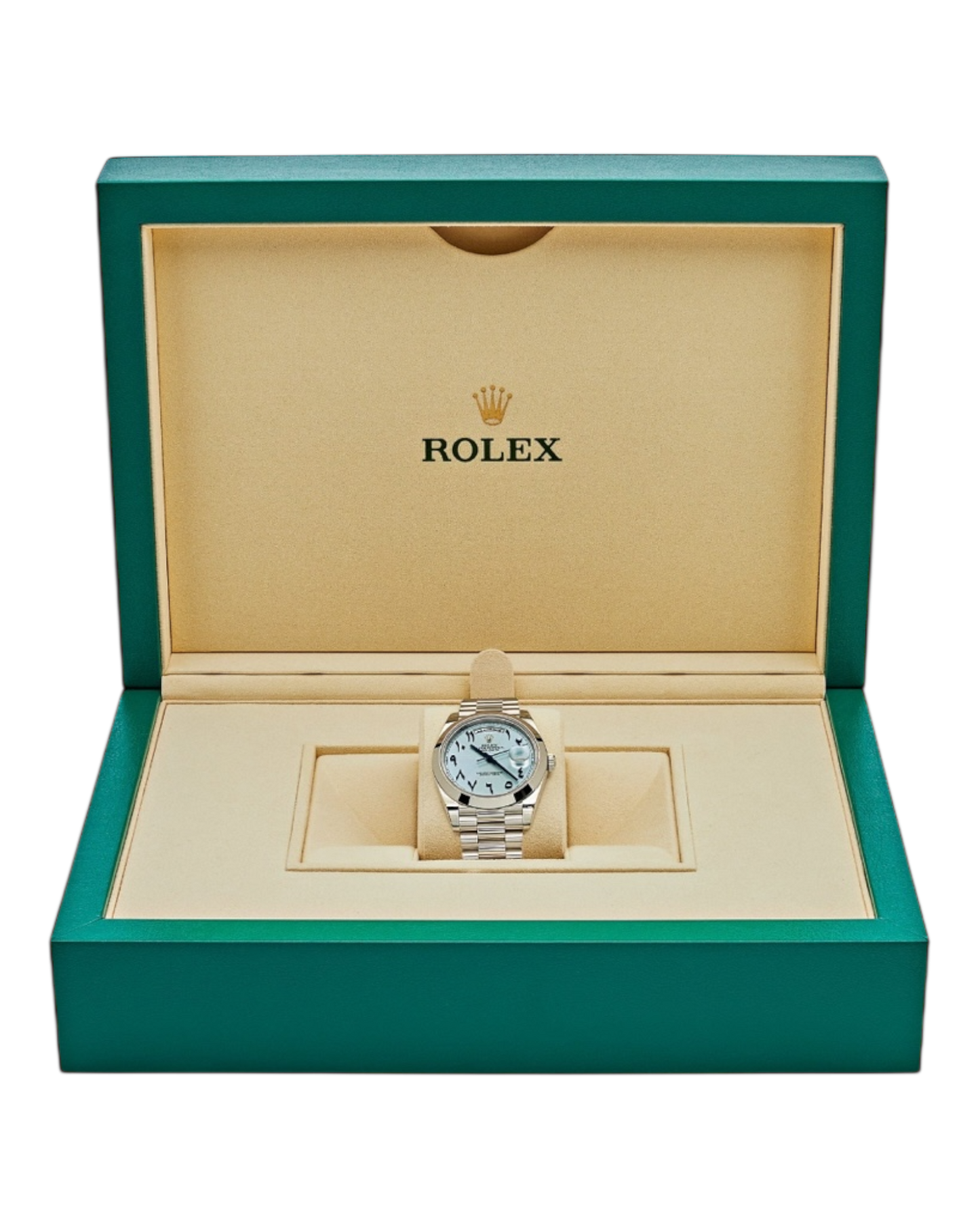 Rolex Day-Date 40mm Platinum – Ice Blue Arabic Dial with President Bracelet