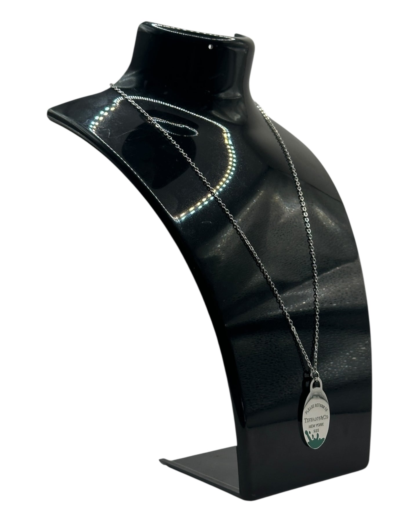 Tiffany & Co. Halskette türkis mit ovalem Anhänger aus 925 Sterling-Silber