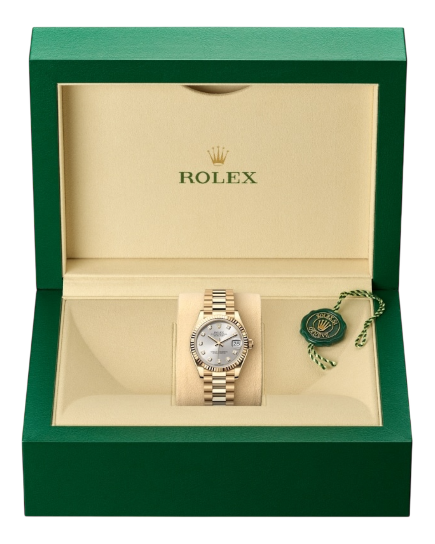 Rolex Datejust Silver Dial with Diamond Markers, 31mm Yellow Gold President - U1 FACTORY - AUTOMATIK