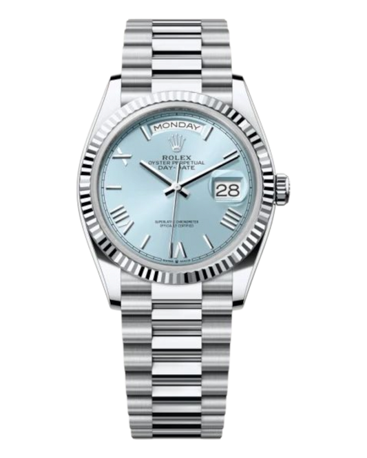 Rolex Day-Date Light Blue Dial with Roman Numerals, 40mm White Gold President - U1 FACTORY - AUTOMATIK