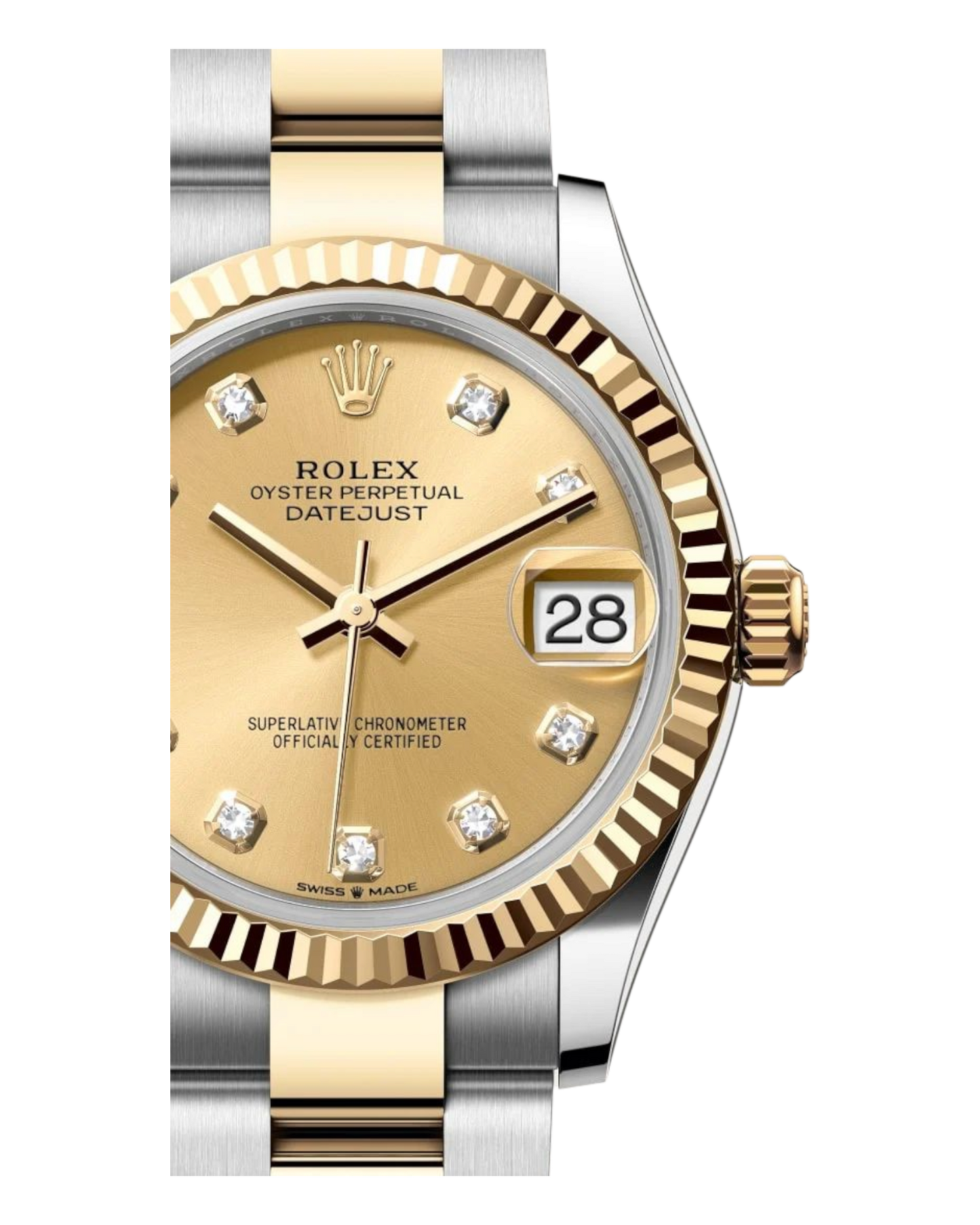 Rolex Datejust 31mm Gold with Diamonds Dial Bicolor Jubilee - U1 FACTORY - AUTOMATIK