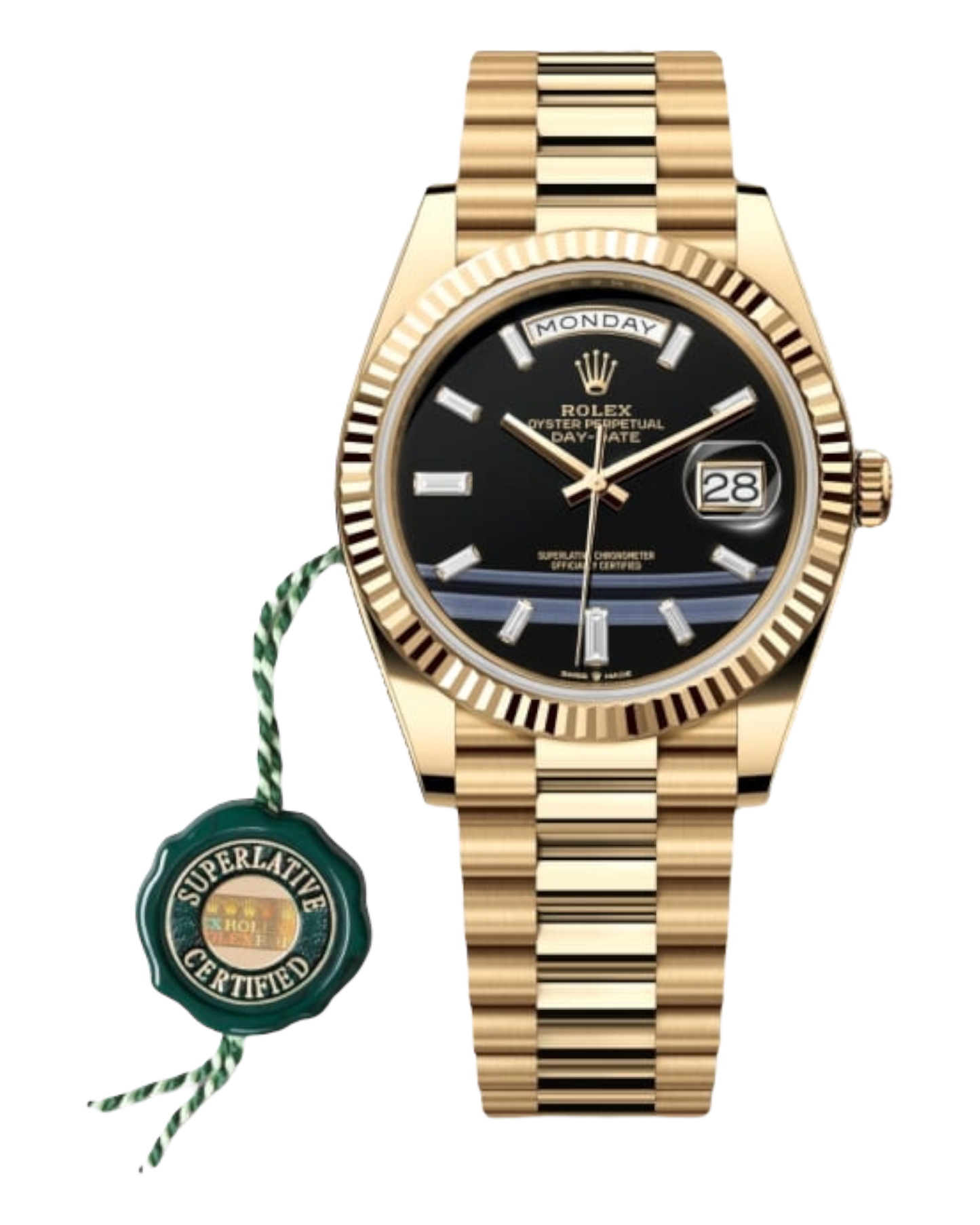 Rolex Day-Date Black Dial with Diamond Markers, 40mm Yellow Gold President - U1 FACTORY - AUTOMATIK