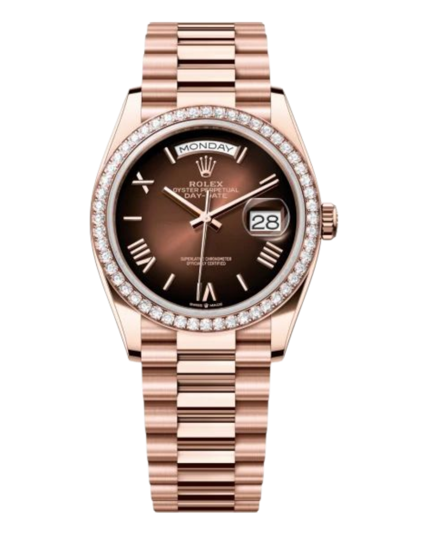 Rolex Day-Date Brown Dial with Roman Numerals, 40mm Everose Gold President - U1 FACTORY - AUTOMATIK