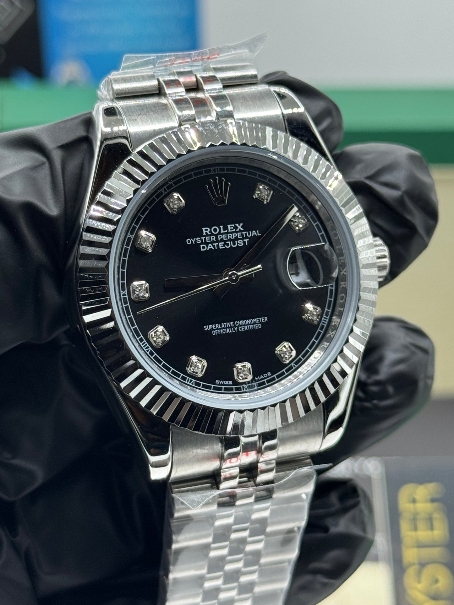 ROLEX DATE JUST - BLACK DIAMOND - OYSTER - 41MM U1 FACTORY - AUTOMATIK