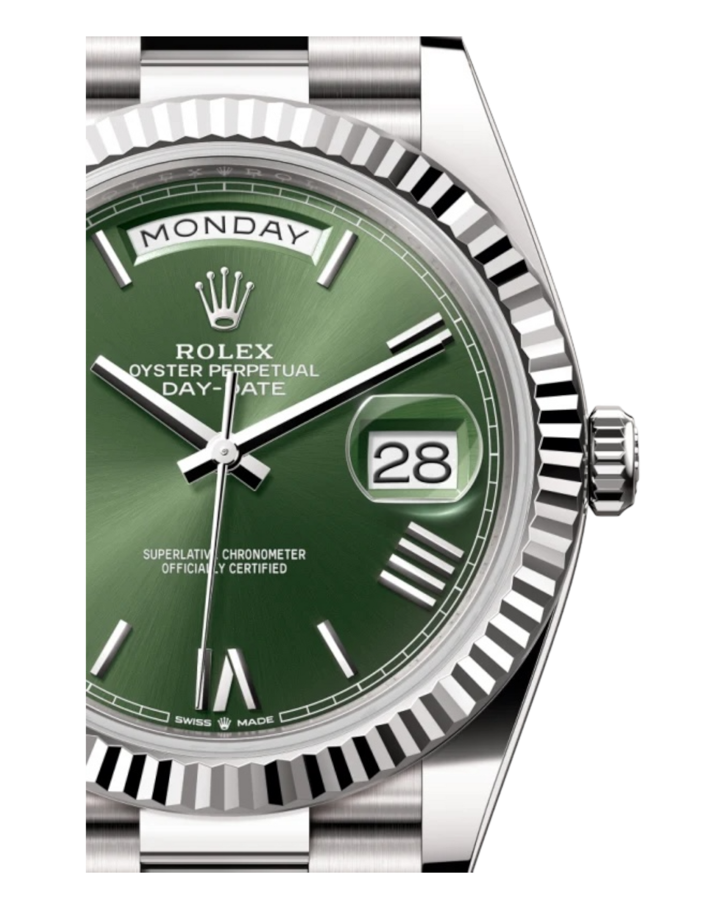 Rolex Day-Date Green Dial with Roman Numerals, 40mm White Gold President - U1 FACTORY - AUTOMATIK