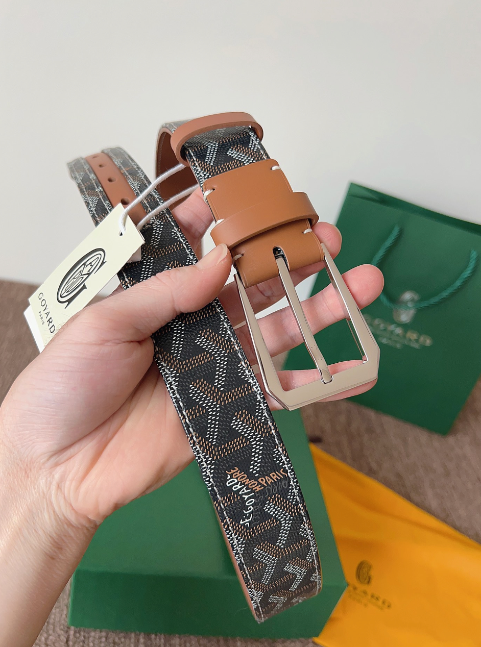 GOYARD GOYARDINE LEATHER BELT – FULL SET – 1:1 HIGH END