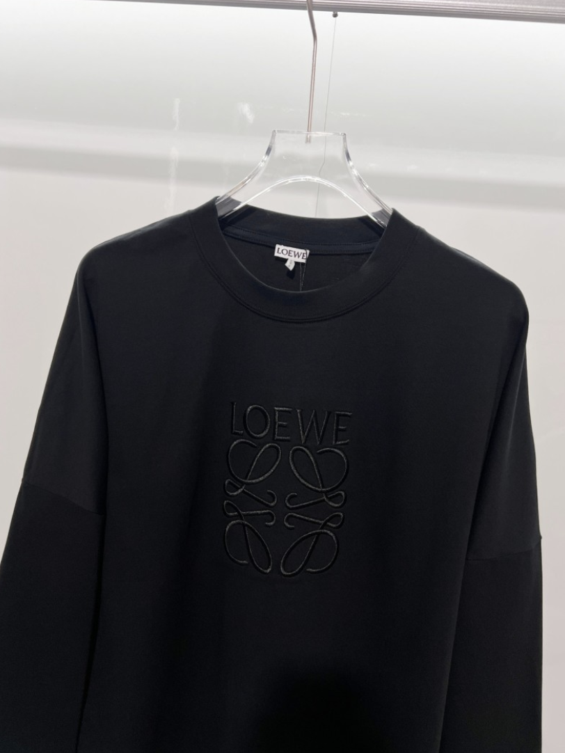 LOEWE 2026FW ANAGRAM EMBROIDERED SIGNATURE LONG SLEEVE T-SHIRT – 1:1 HIGH END