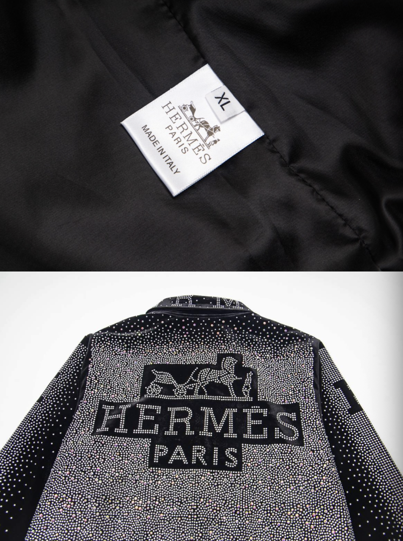 HERMES 2026FW ICONIC H LOGO STRASS EMBELLISHED VELOUR BASEBALL JACKET– 1:1 HIGH END