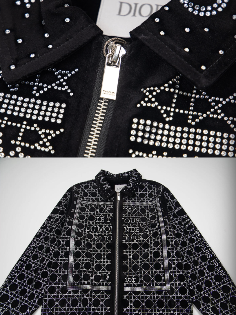 DIOR 2026FW CANNAGE & PARIS STREET MAP STRASS EMBELLISHED VELOUR BASEBALL JACKET– 1:1 HIGH END