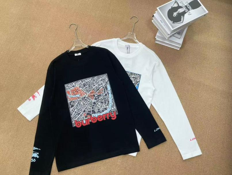 BURBERRY LONDON MAP GRAPHIC PRINT LONG SLEEVE T-SHIRT– 1:1 HIGH END