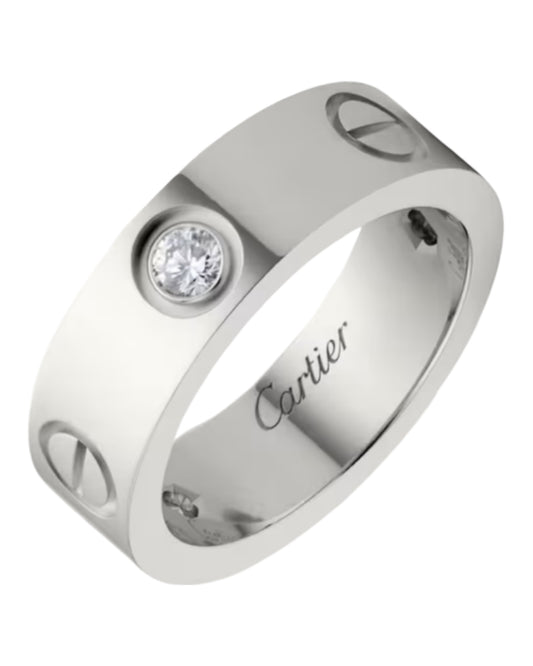 CARTIER LOVE RING SCHMAL MIT 3 DIAMANTEN- WEIẞGOLD/SILBER - FULLSET