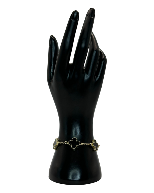 Van Cleef & Arpels Alhambra Armband mit Kleeblättern Schwarz