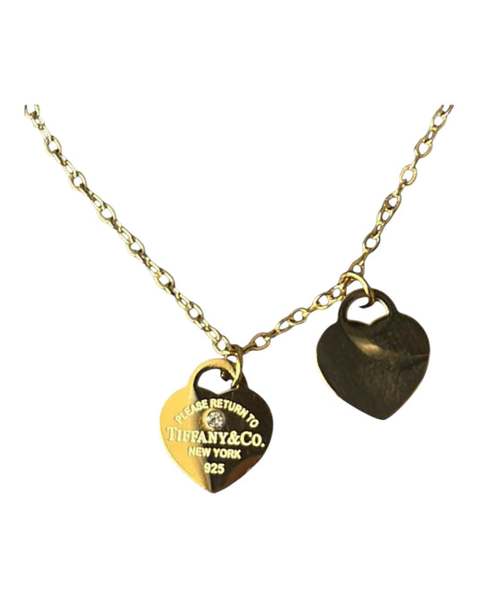 Tiffany & Co. Herzanhänger-Kette mit Diamant – 925 Gelbgold- Fullset