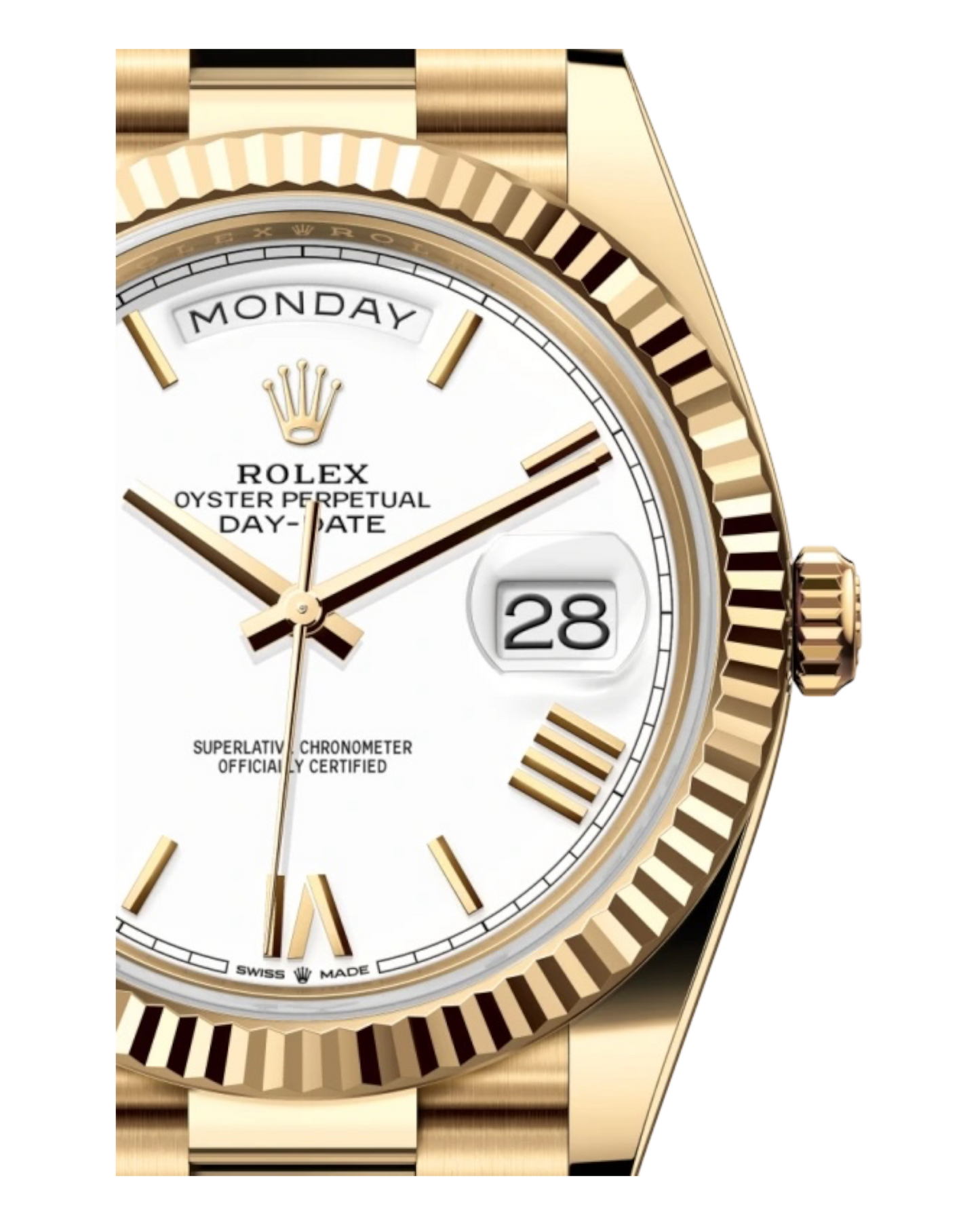 Rolex Day-Date White Dial with Roman Numerals 40mm Yellow Gold President - U1 FACTORY - AUTOMATIK