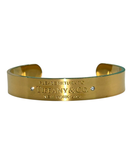 Tiffany & Co. Armspange mit Gravur & Steinen, Gold