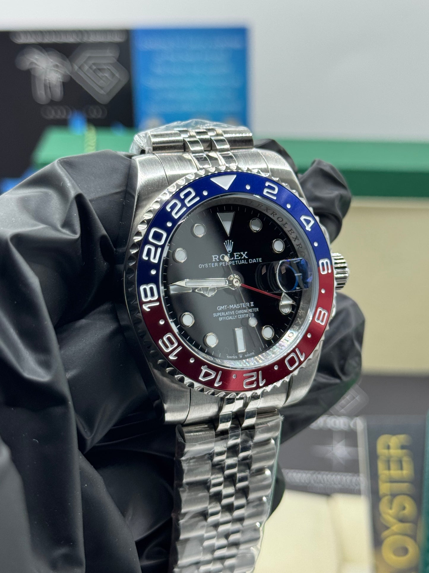 ROLEX GMT-MASTER II- PEPSI - JUBILEE - 40MM U1 FACTORY - AUTOMATIK