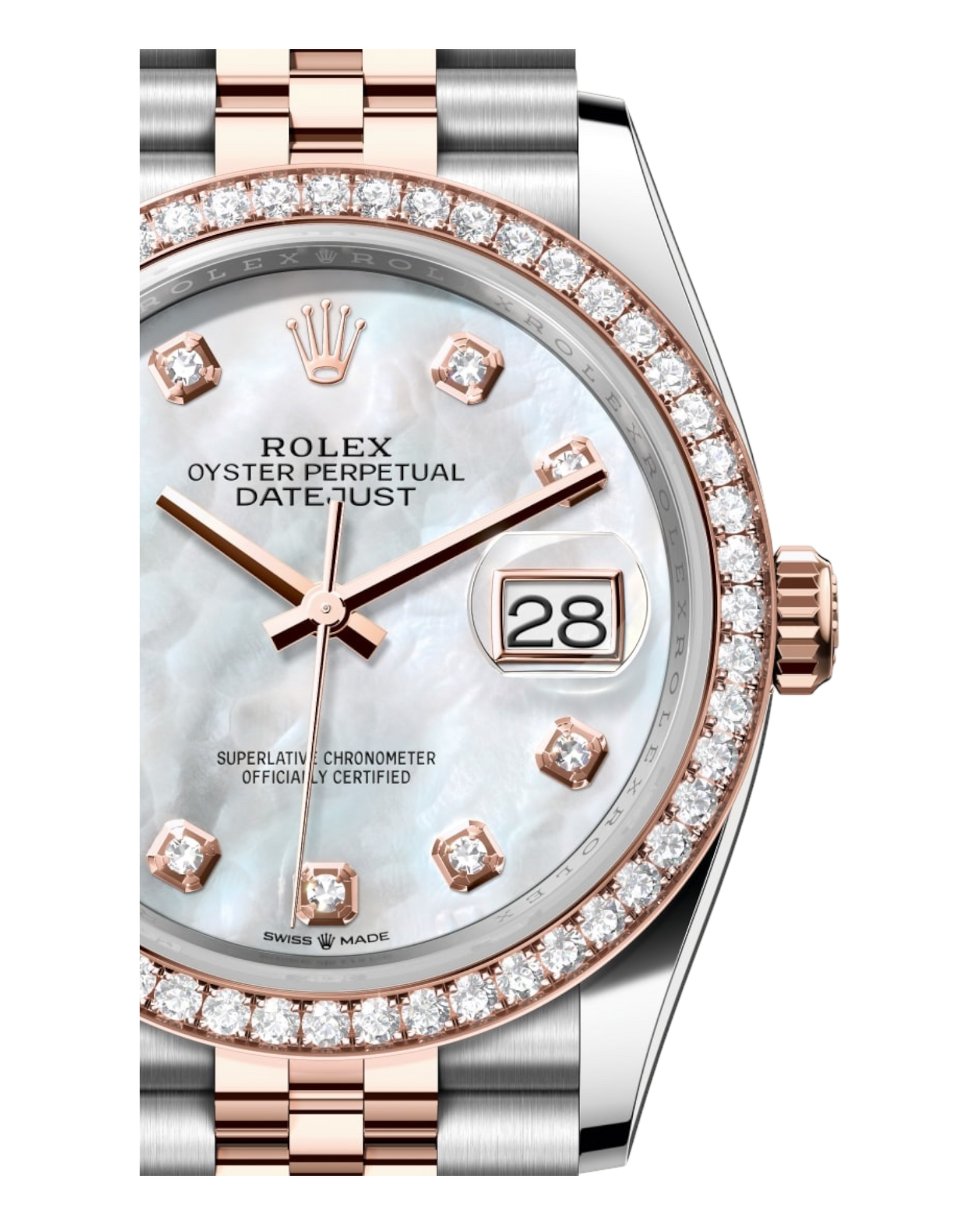 Rolex Datejust White Dial with Diamond Markers, 31mm Bicolor Jubilee - U1 FACTORY - AUTOMATIK