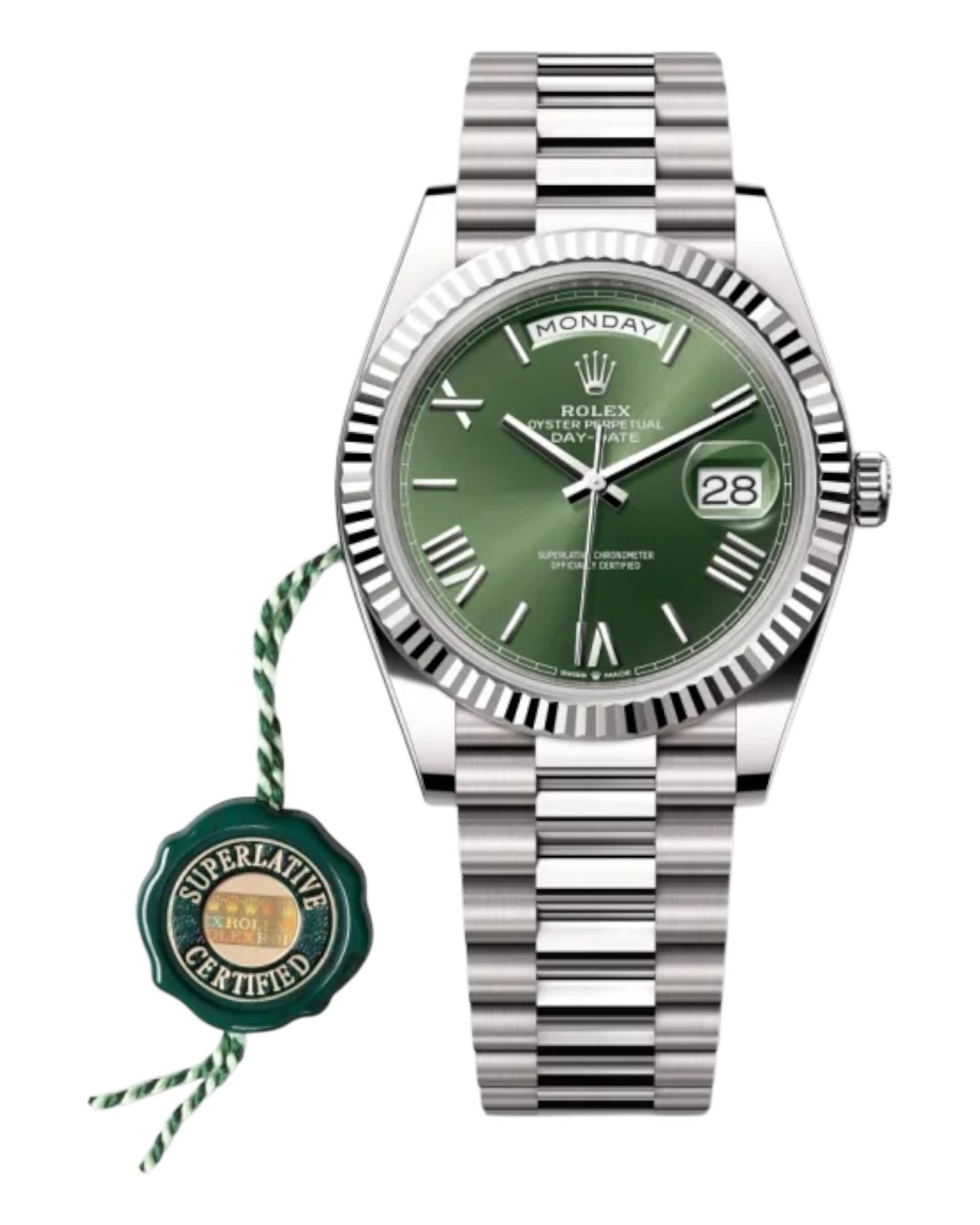 Rolex Day-Date Green Dial with Roman Numerals, 40mm White Gold President - U1 FACTORY - AUTOMATIK