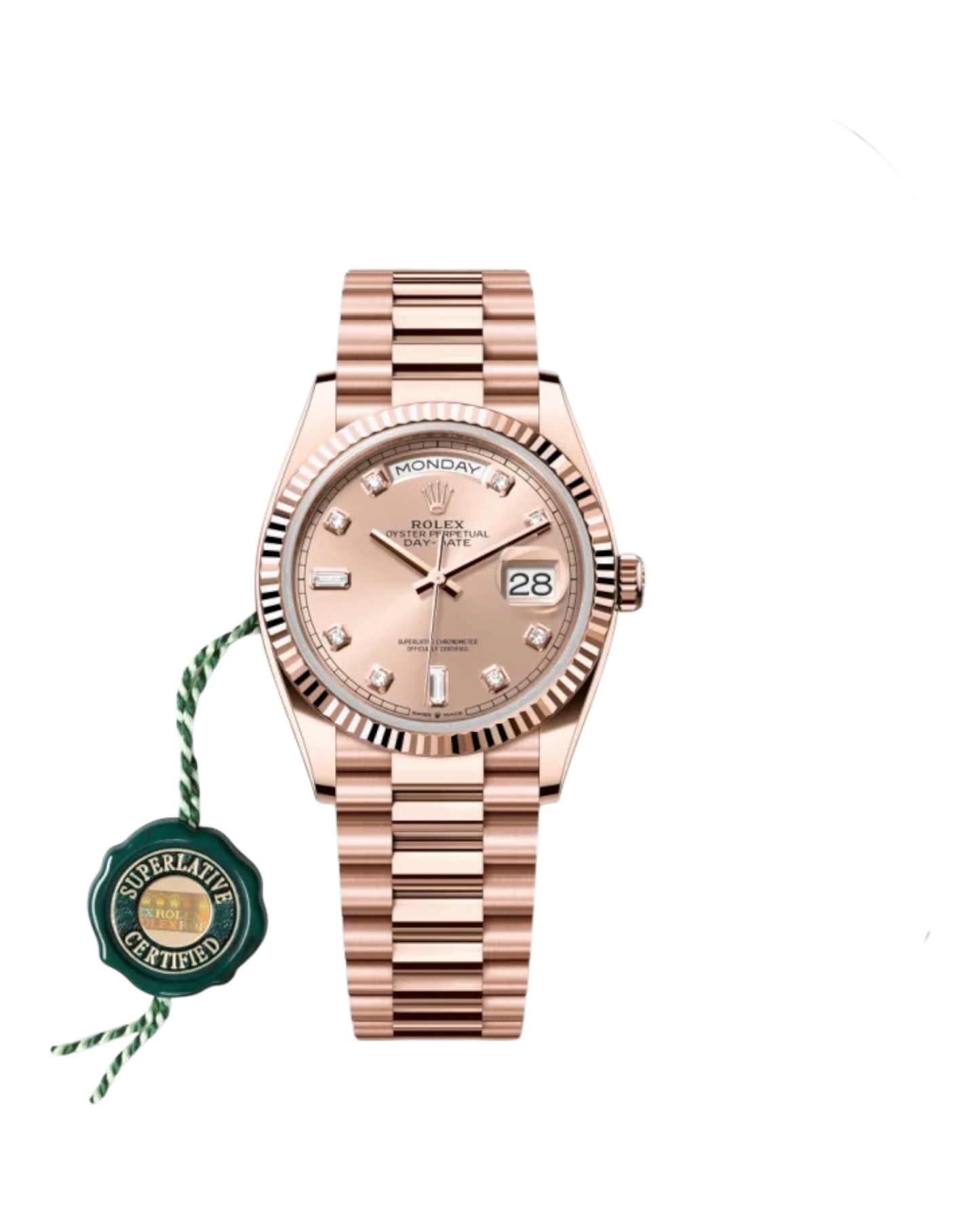 Rolex Day-Date Pink Dial with Diamonds, 36mm Everose Gold President - U1 FACTORY - AUTOMATIK