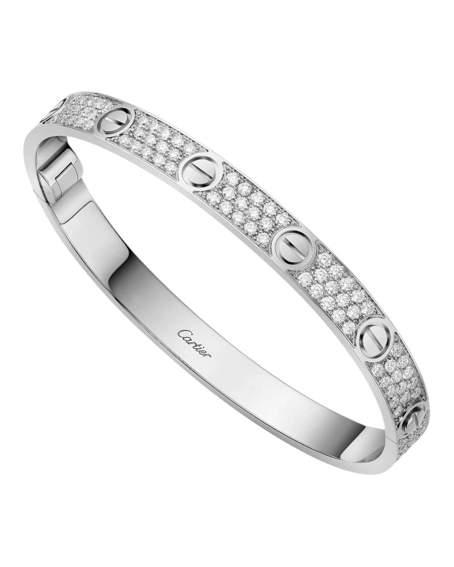 CARTIER LOVE ARMBAND - ICED OUT SILBER / WEIßGOLD - UNISEX - FULLSET