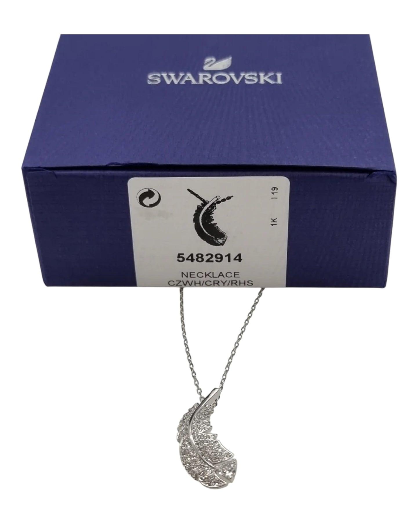 Swarovski Anhänger Feder mit Kristallen Silber