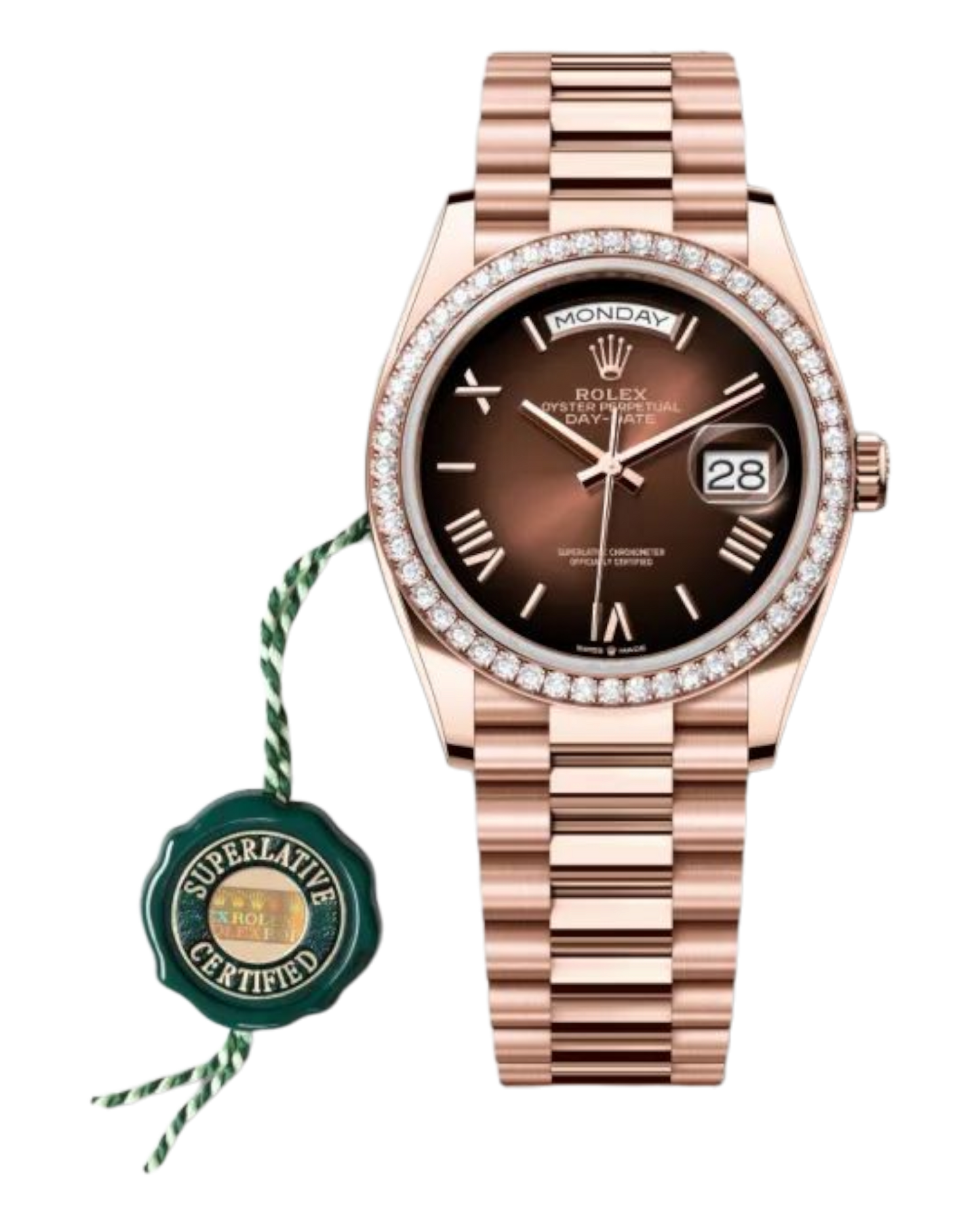 Rolex Day-Date Brown Dial with Roman Markers, 36mm Everose Gold President - U1 FACTORY - AUTOMATIK