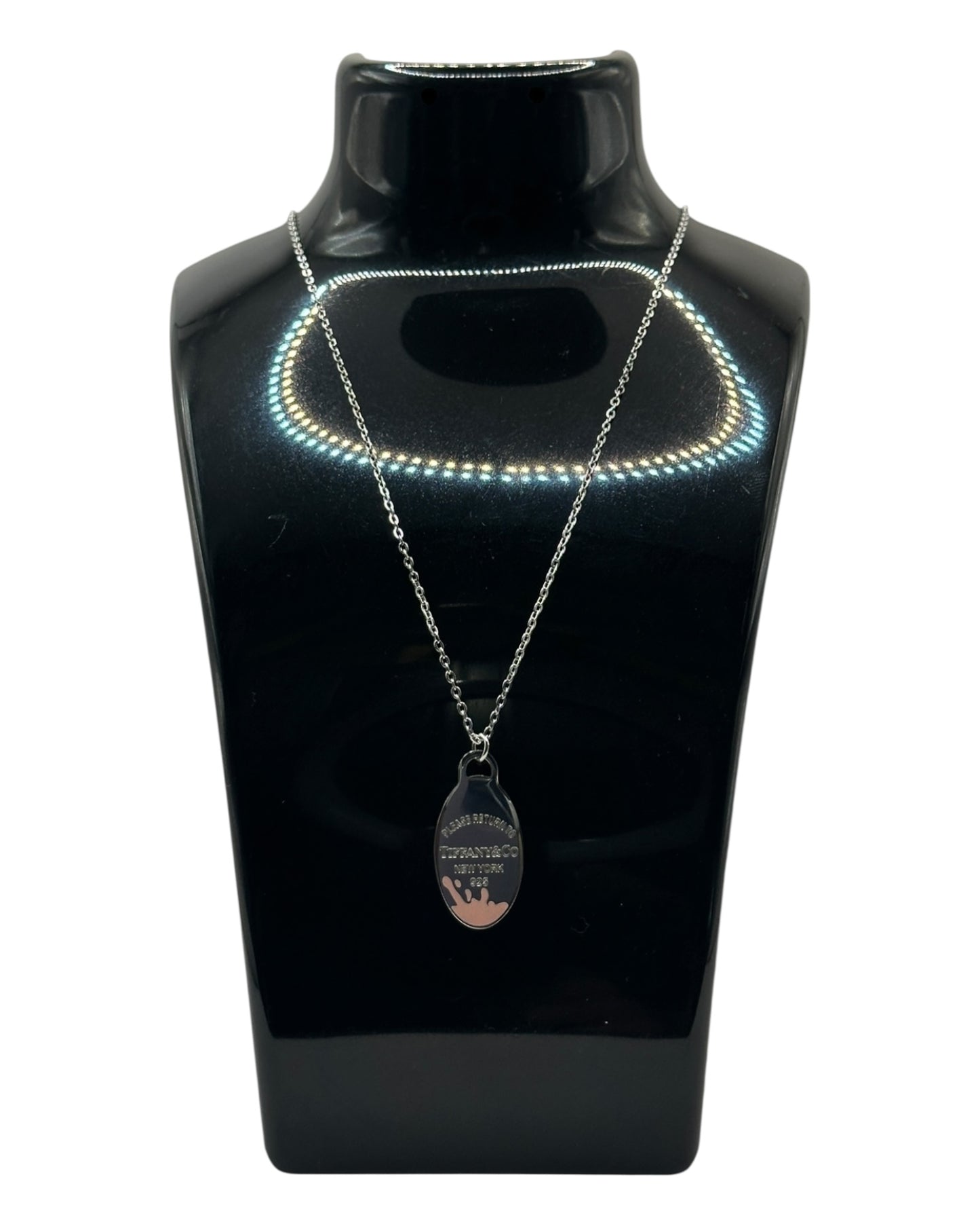 Tiffany & Co. Halskette pink mit ovalem Anhänger aus 925 Sterling-Silber
