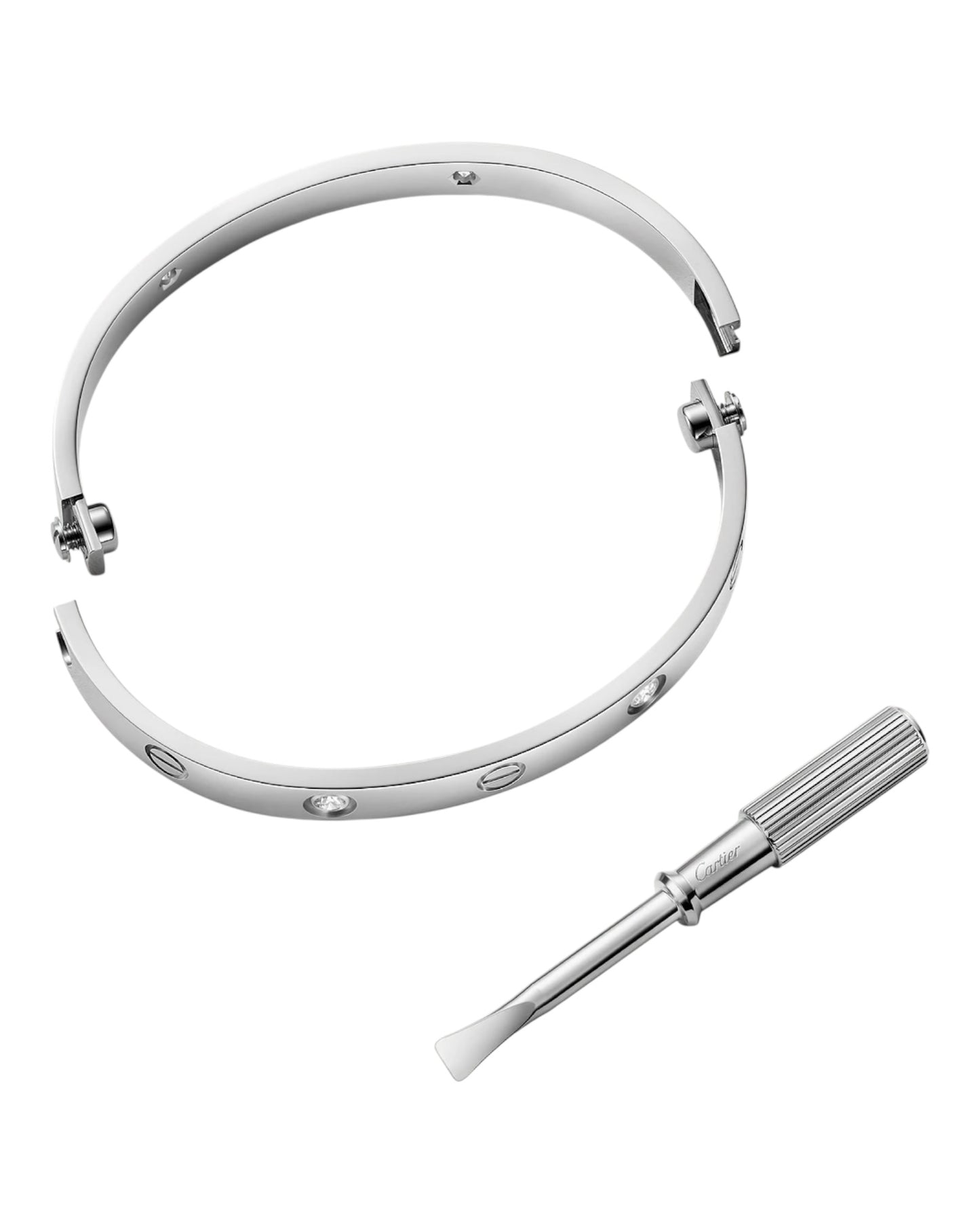 CARTIER LOVE ARMBAND - WEIßGOLD / SILBER - FULLSET - SCHMALES MODELL MIT DIAMANTEN