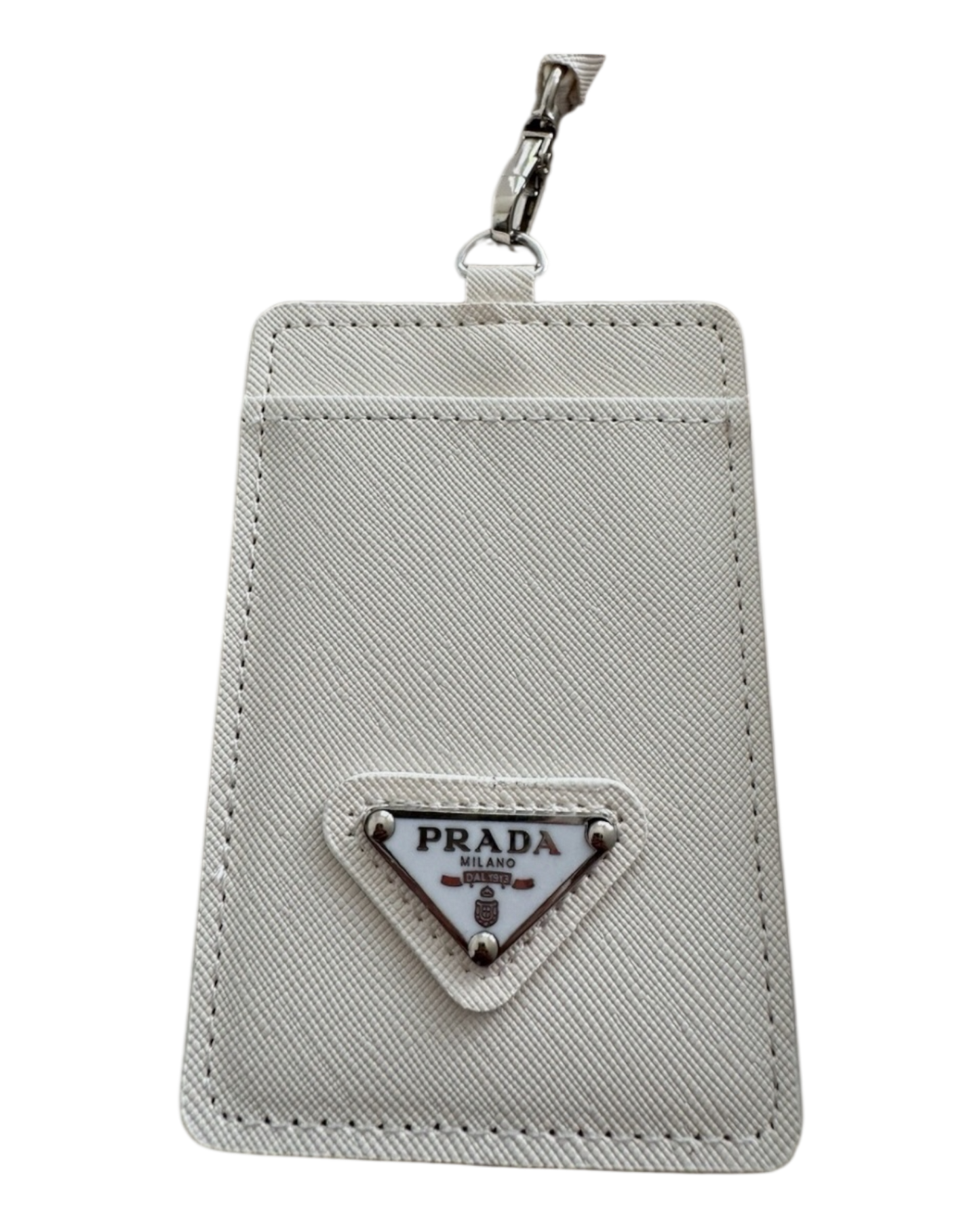 PRADA Neck Cardholder / Ausweisetui – Weiß / Schwarz