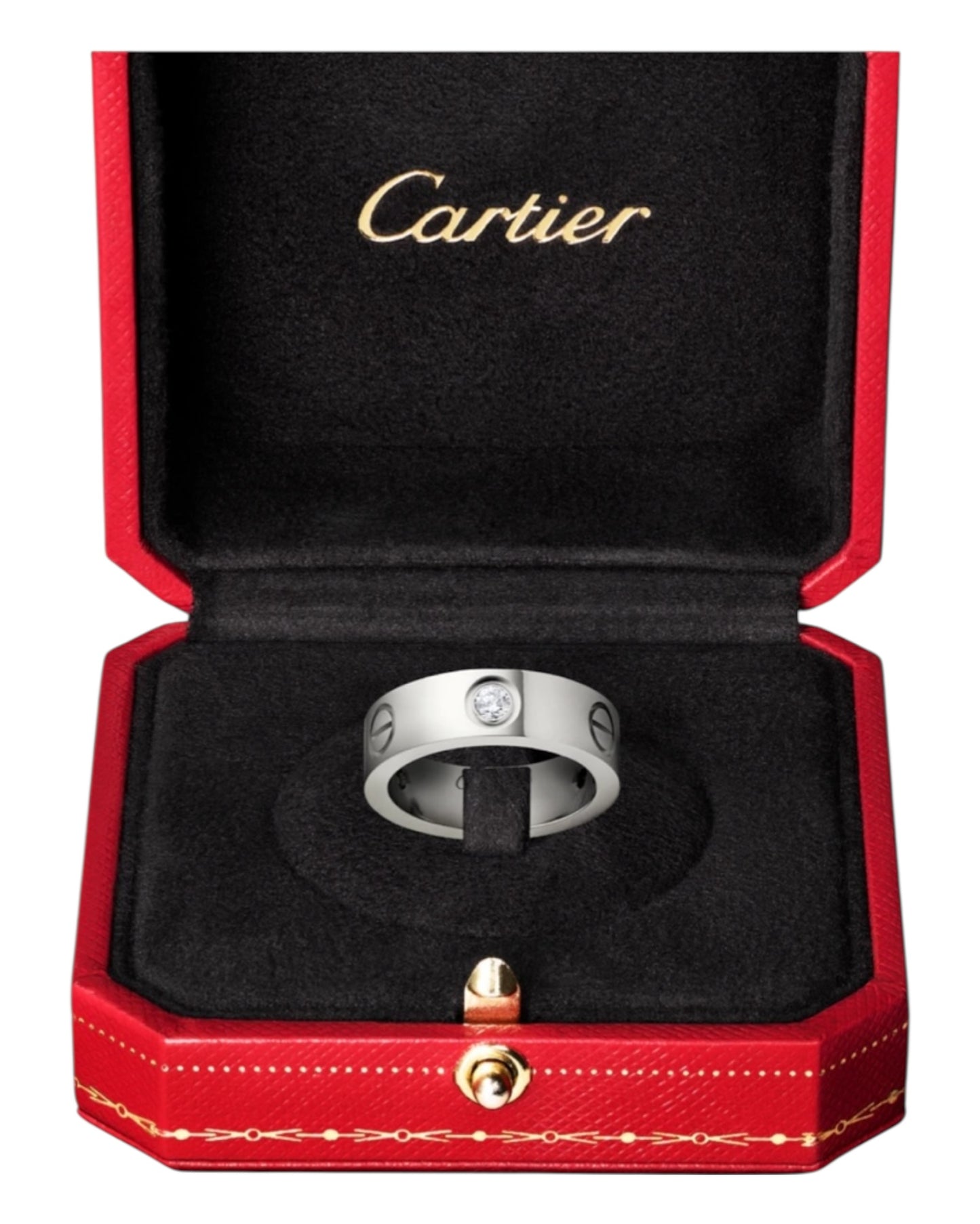 CARTIER LOVE RING SCHMAL MIT 3 DIAMANTEN- WEIẞGOLD/SILBER - FULLSET