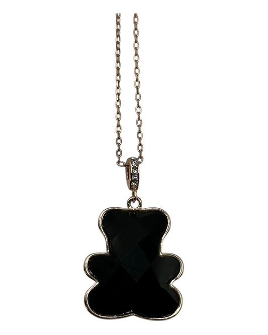 Swarovski Halskette mit Teddybär-Anhänger, schwarzer Kristall