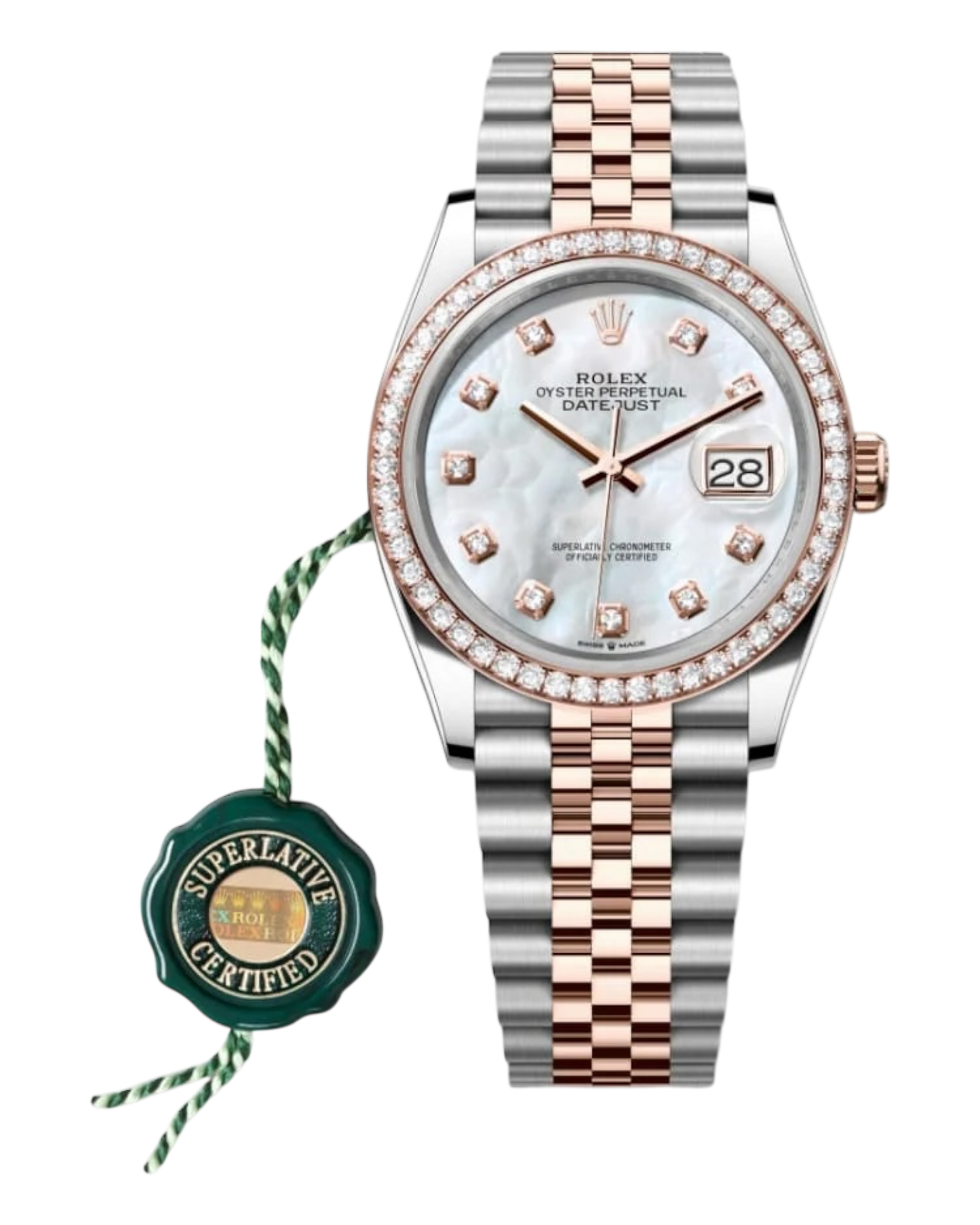 Rolex Datejust White Dial with Diamond Markers, 31mm Bicolor Jubilee - U1 FACTORY - AUTOMATIK