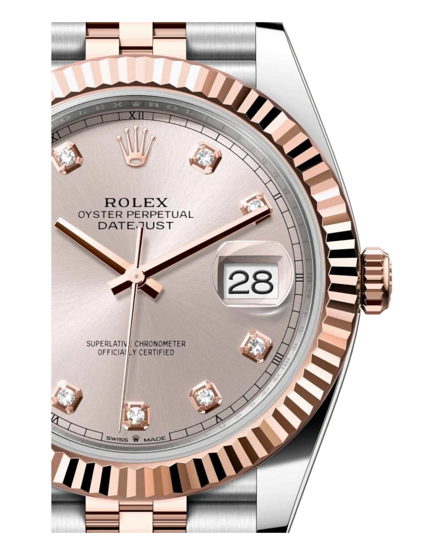 Rolex Datejust 41mm Rosé with Diamonds Dial Bicolor Jubilee - U1 FACTORY - AUTOMATIK