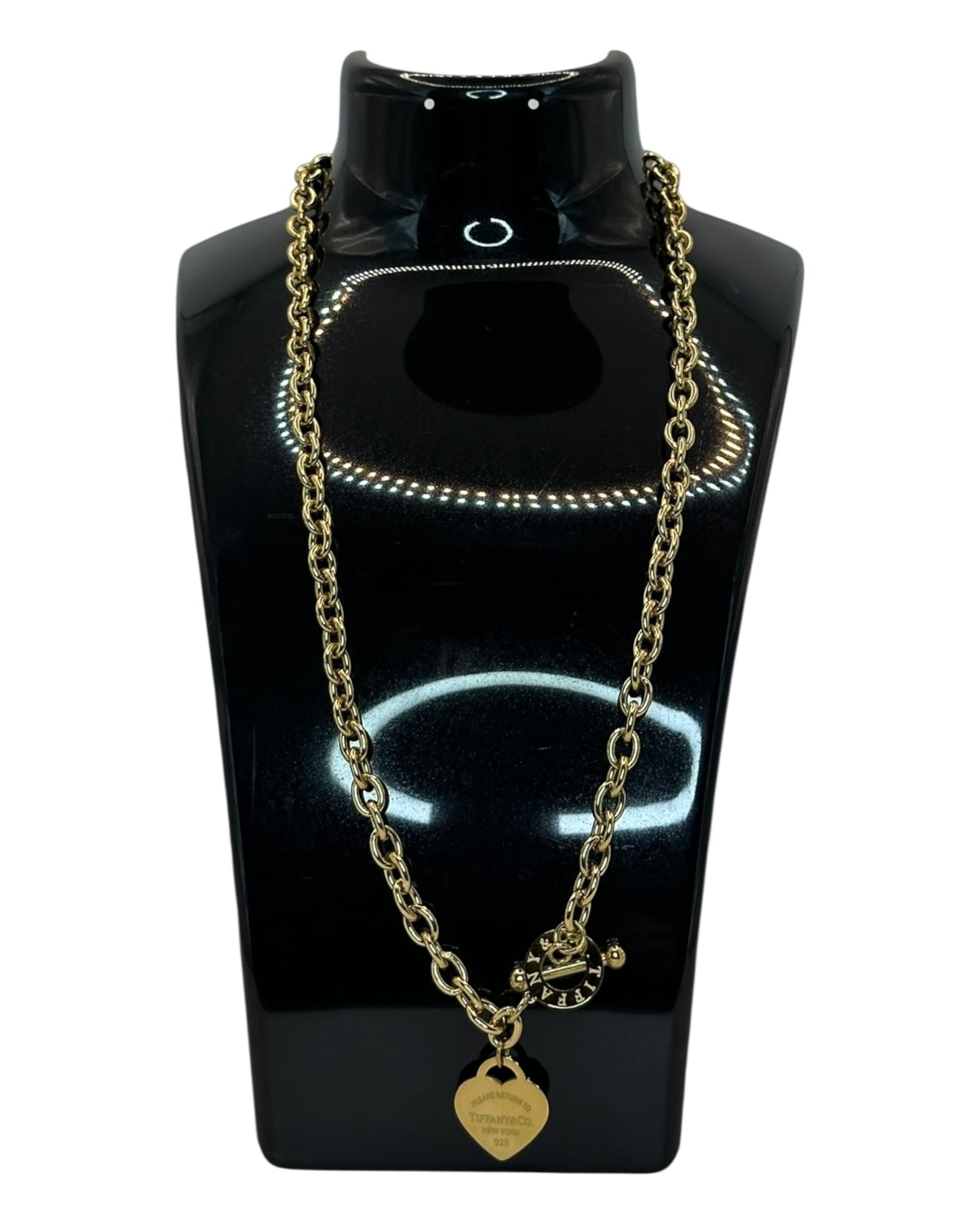 Tiffany & Co. Gold Halskette mit Herz-Anhänger und Knebelverschluss