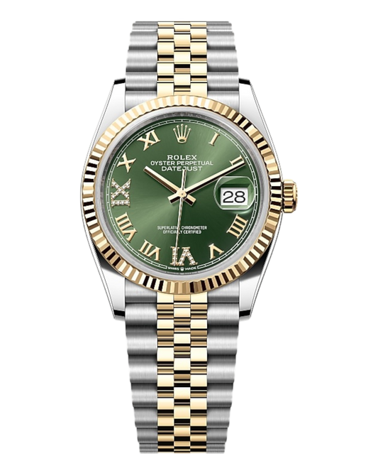 Rolex Datejust Green Dial with Roman & Diamond Markers, 36mm Bicolor - Jubilee - U1 FACTORY - AUTOMATIK