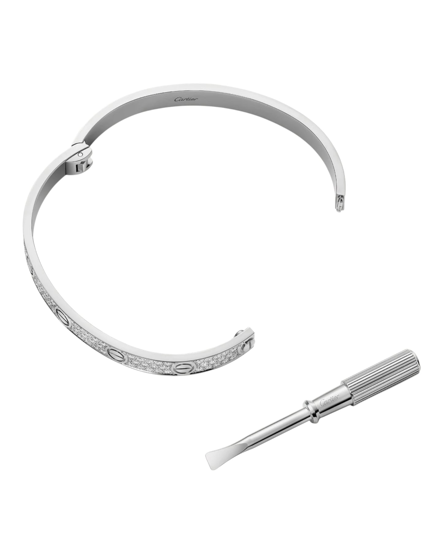 CARTIER LOVE ARMBAND - ICED OUT SILBER / WEIßGOLD - UNISEX - FULLSET