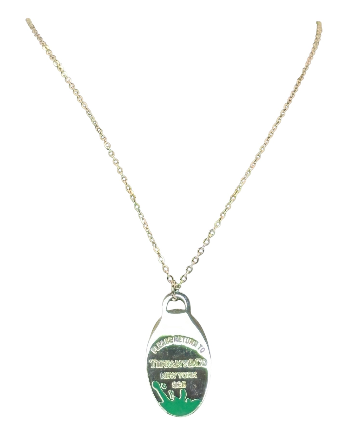 Tiffany & Co. Halskette türkis mit ovalem Anhänger aus 925 Sterling-Silber