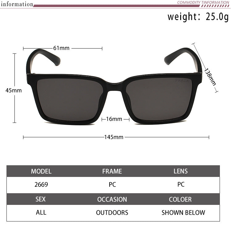 PRADA RECTANGULAR LOGO SUNGLASSES – FULL SET – 1:1 HIGH END