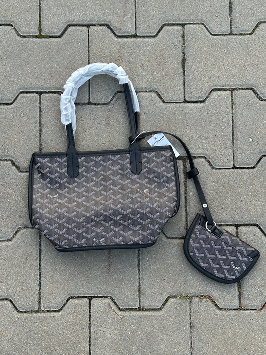 Goyard Saint Louis PM Tasche in Schwarz mit Pochette | 1:1 Replica
