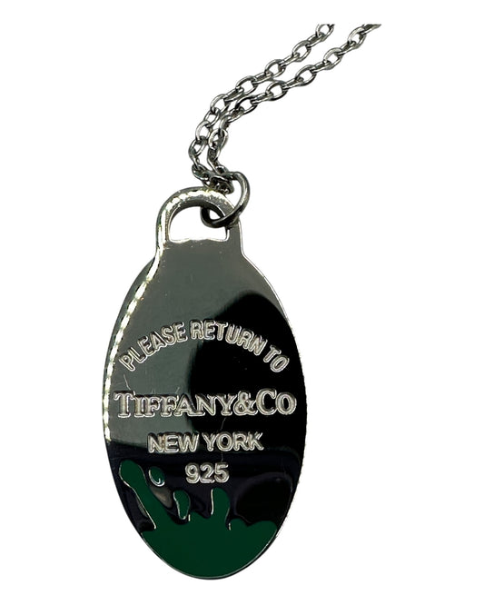 Tiffany & Co. Halskette türkis mit ovalem Anhänger aus 925 Sterling-Silber