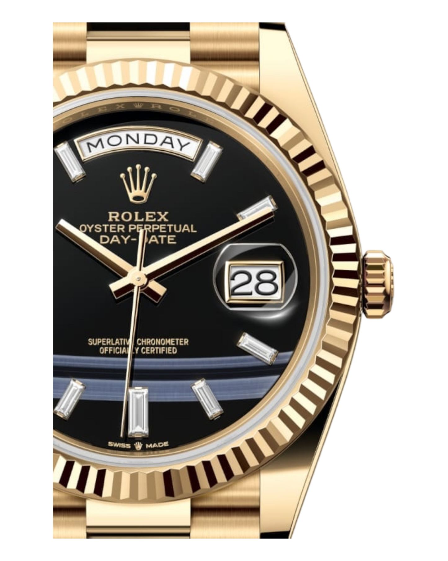 Rolex Day-Date Black Dial with Diamond Markers, 40mm Yellow Gold President - U1 FACTORY - AUTOMATIK