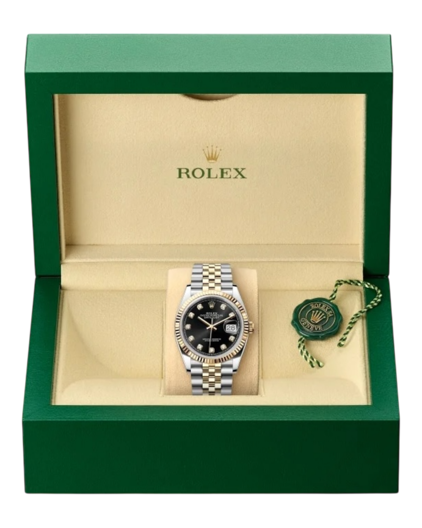 Rolex Datejust Black with Diamonds Dial, Bicolor 36mm Jubilee - U1 FACTORY - AUTOMATIK