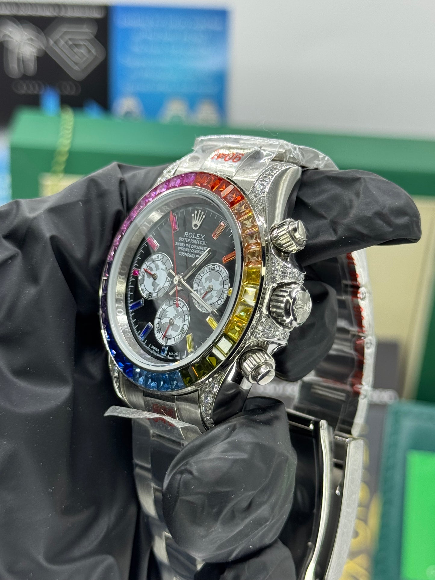 ROLEX DAYTONA - RAINBOW ICED OUT - COSMOGRAPH - OYSTER - 40MM U1 FACTORY - AUTOMATIK