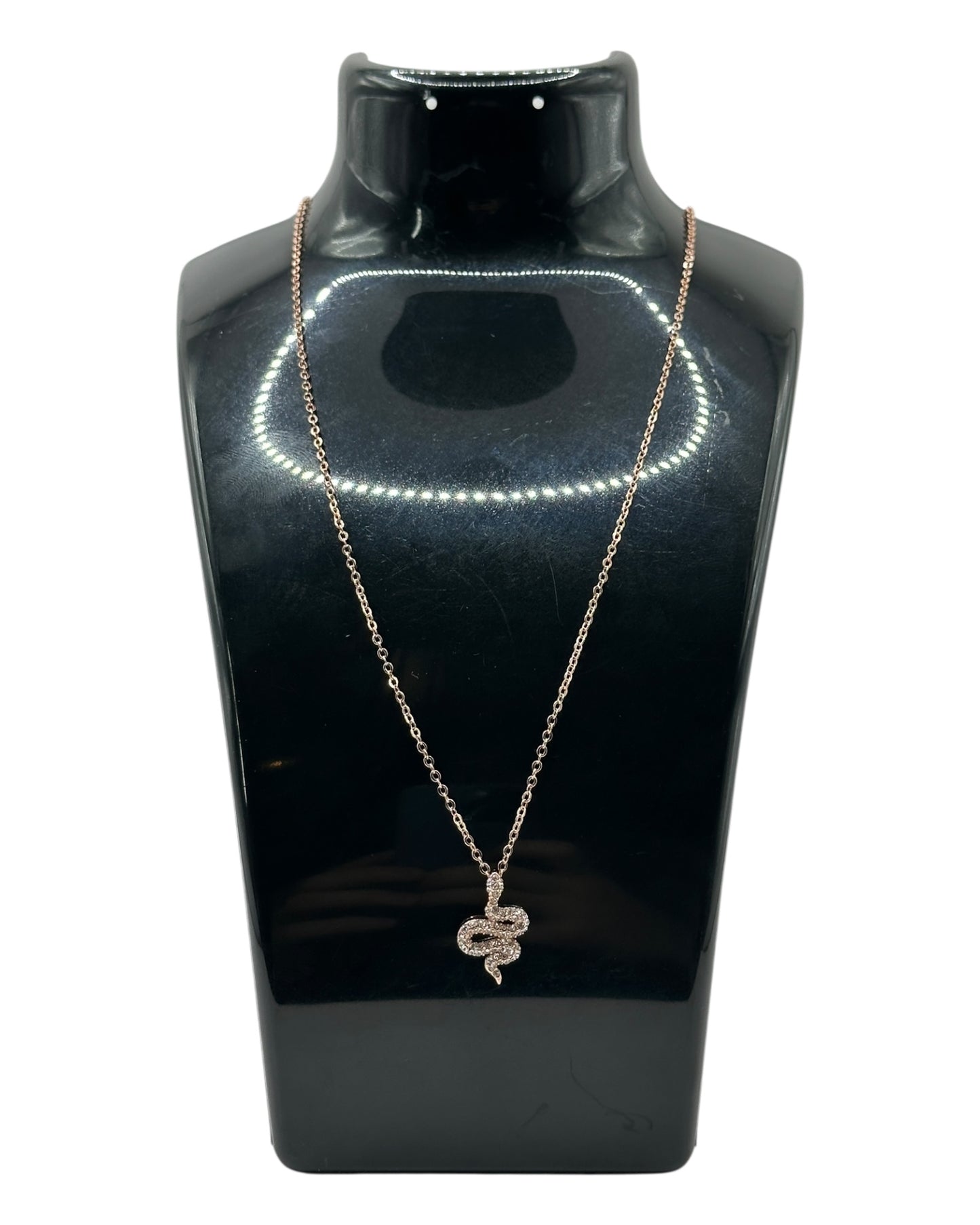 Swarovski Halskette mit Schlangen-Anhänger, roségoldfarben
