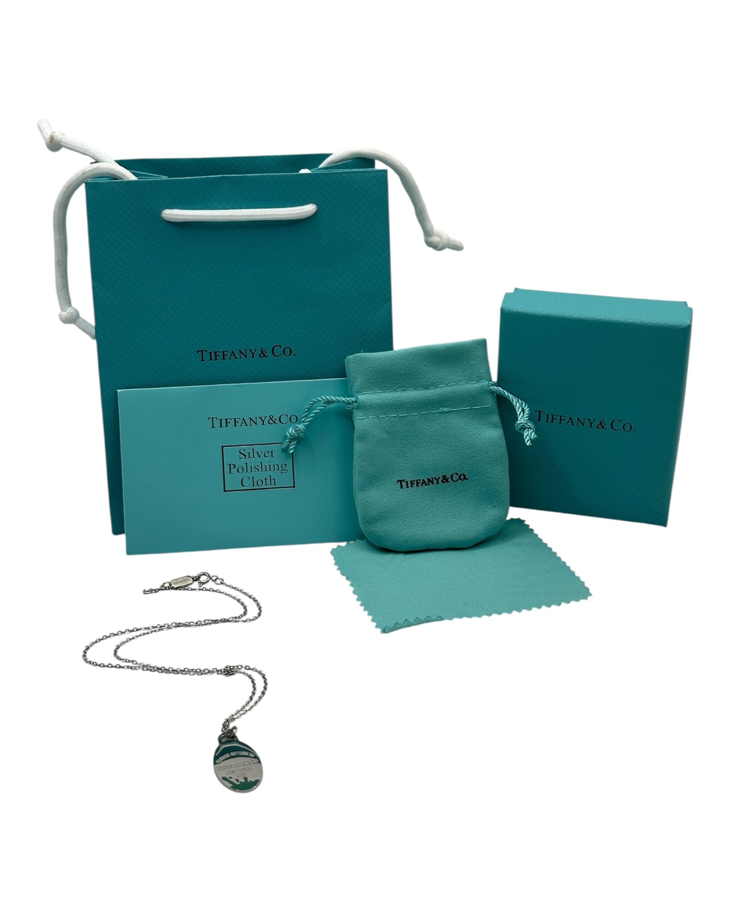 Tiffany & Co. Halskette türkis mit ovalem Anhänger aus 925 Sterling-Silber